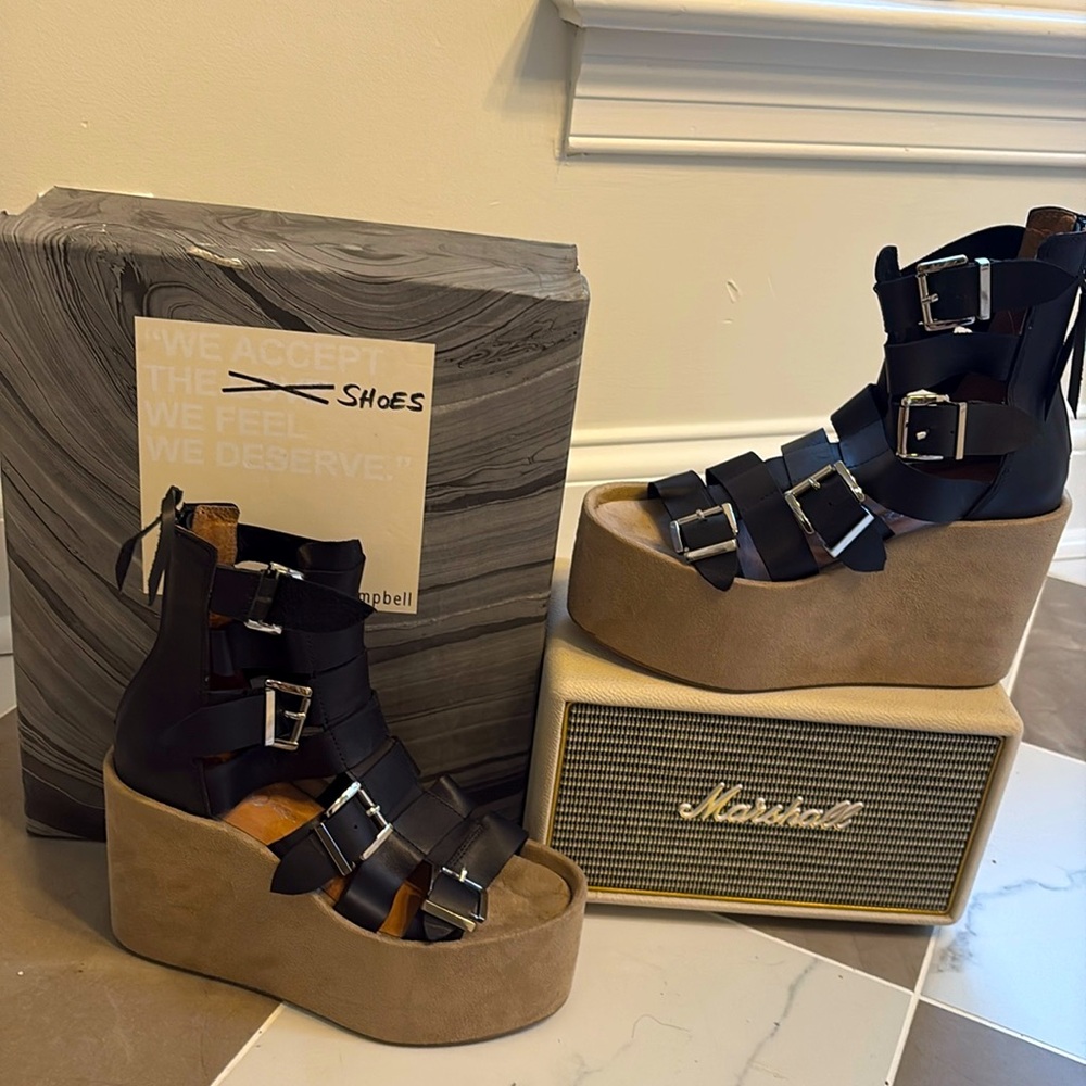 Jeffrey Campbell Ibiza platform gladiator sandals 8